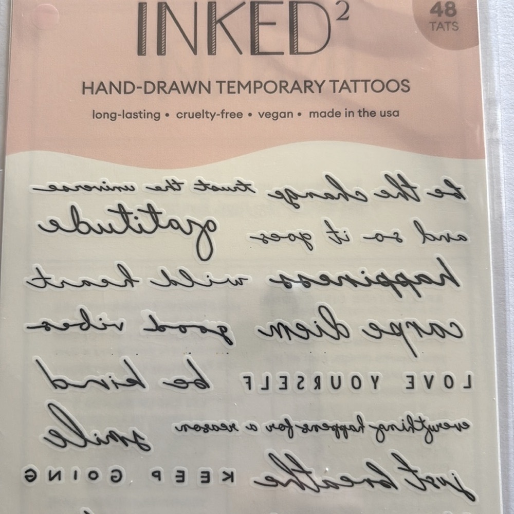 Inked 2 | Hand-Drawn Temporary Tattoos| 48 Count Sheets | Love Life Positivity 2 - Picture 3 of 7
